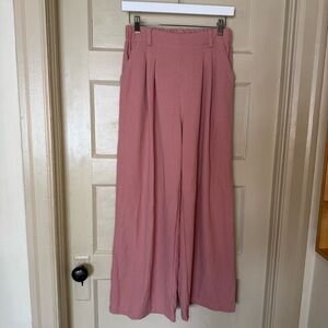 HALARA Wide-Leg High Waisted Waffle Pants in Rose Tan